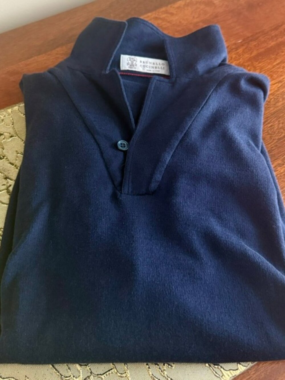 Brunello Cucinelli Men’s 100% Cotton Polo, 48, Navy, Made in Italy, RT 1200$
